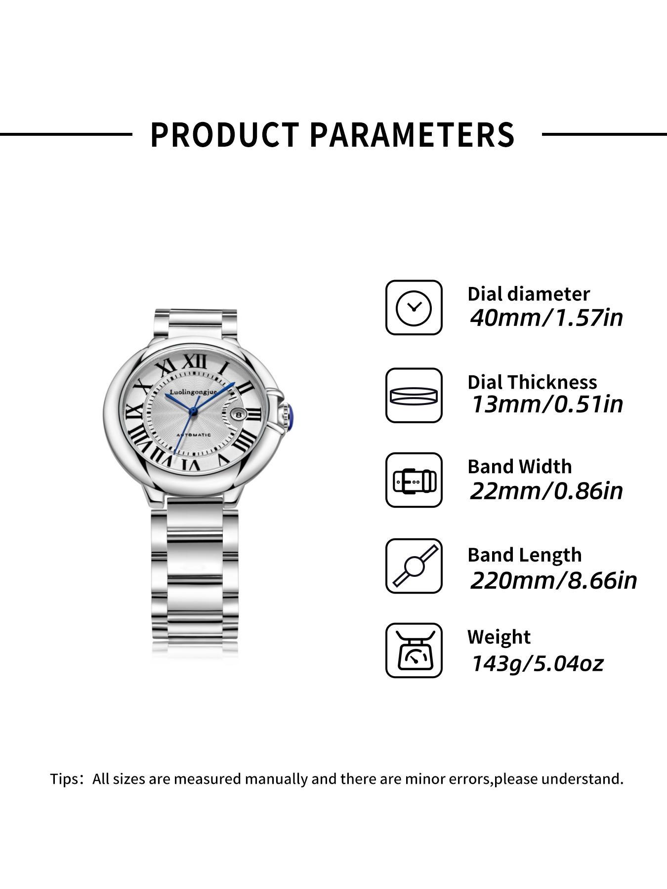 Men's Business Fashion Round Dial Analog Mechanical Watch, Stainless Steel Wristwatch, Fashion Watch for Party, Daily Clothing Decor, Trendy All-match & Exquisite Watch for Birthday Gift with Box