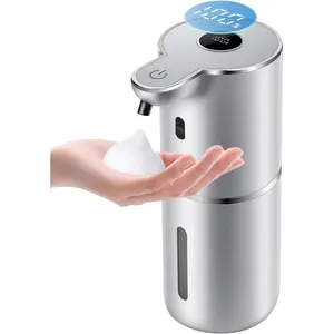 Automatic Foaming Soap Dispenser 12.8oz, Rechargeable & 6 Levels Foaming Adjustable with Digital Display, Wall Mount, Waterproof, Touchless Hand/Dish Soap Dispenser for Kitchen, Bathroom, Hotel