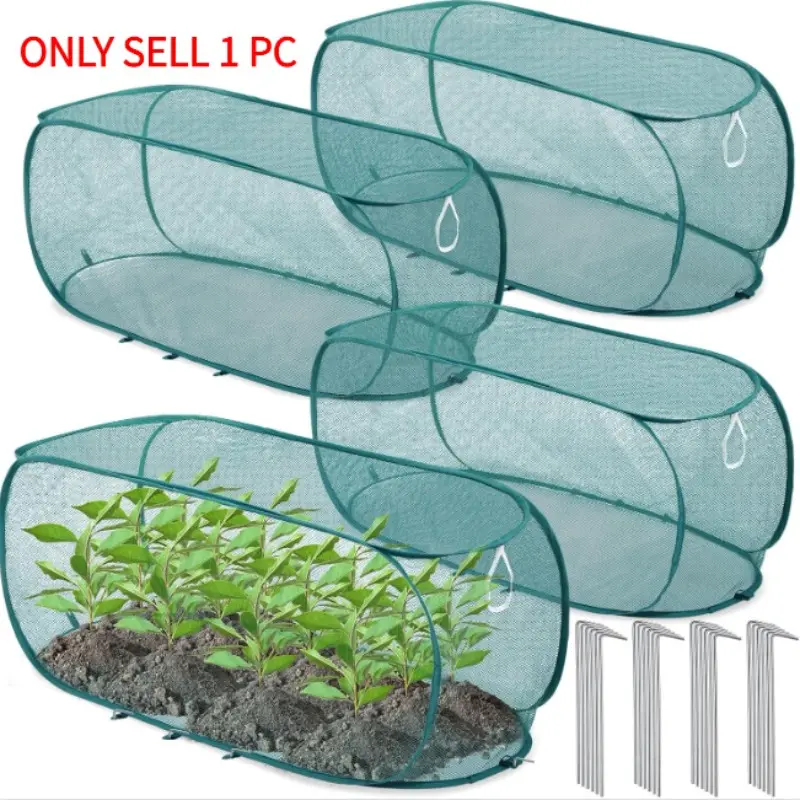 Collapsible Pop-up Mesh Plant Protection Net Cover, Sturdy & Durable Outdoor Garden Netting for Raised Beds, Animal & Insect Barrier Net, Reusable Protective Net for Growing Fruits, Vegetables and Seedlings, Reusable Plant Protector