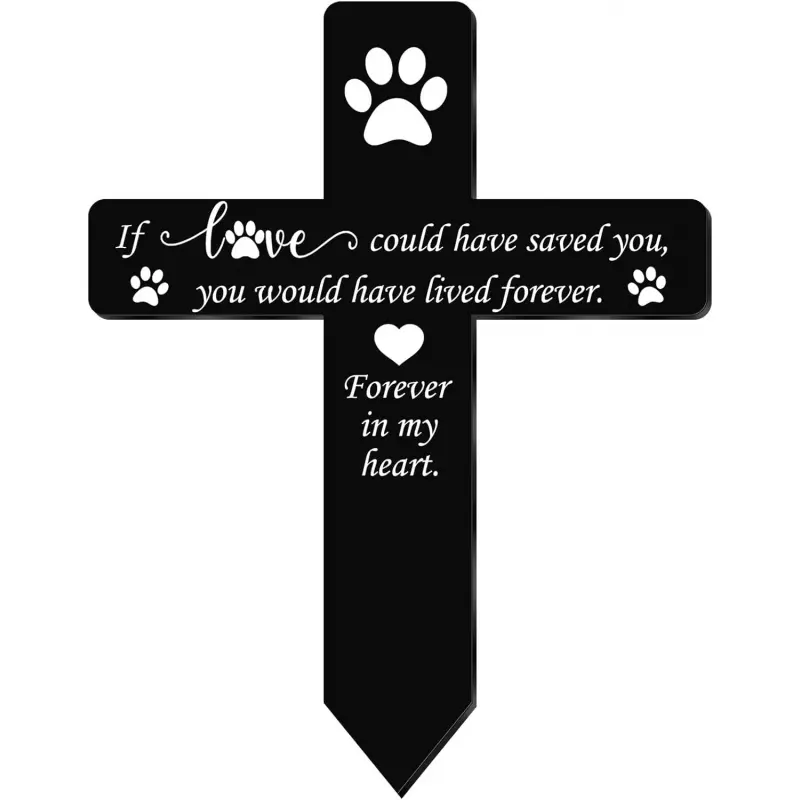 Wooden Pet Memorial Grave Marker, Pet Loss Memorial Sign, Outdoor Garden Decorative Wooden Grave Marker, Cemetery Black Memorial Plaque, Garden Stake (For Dogs) Decoration