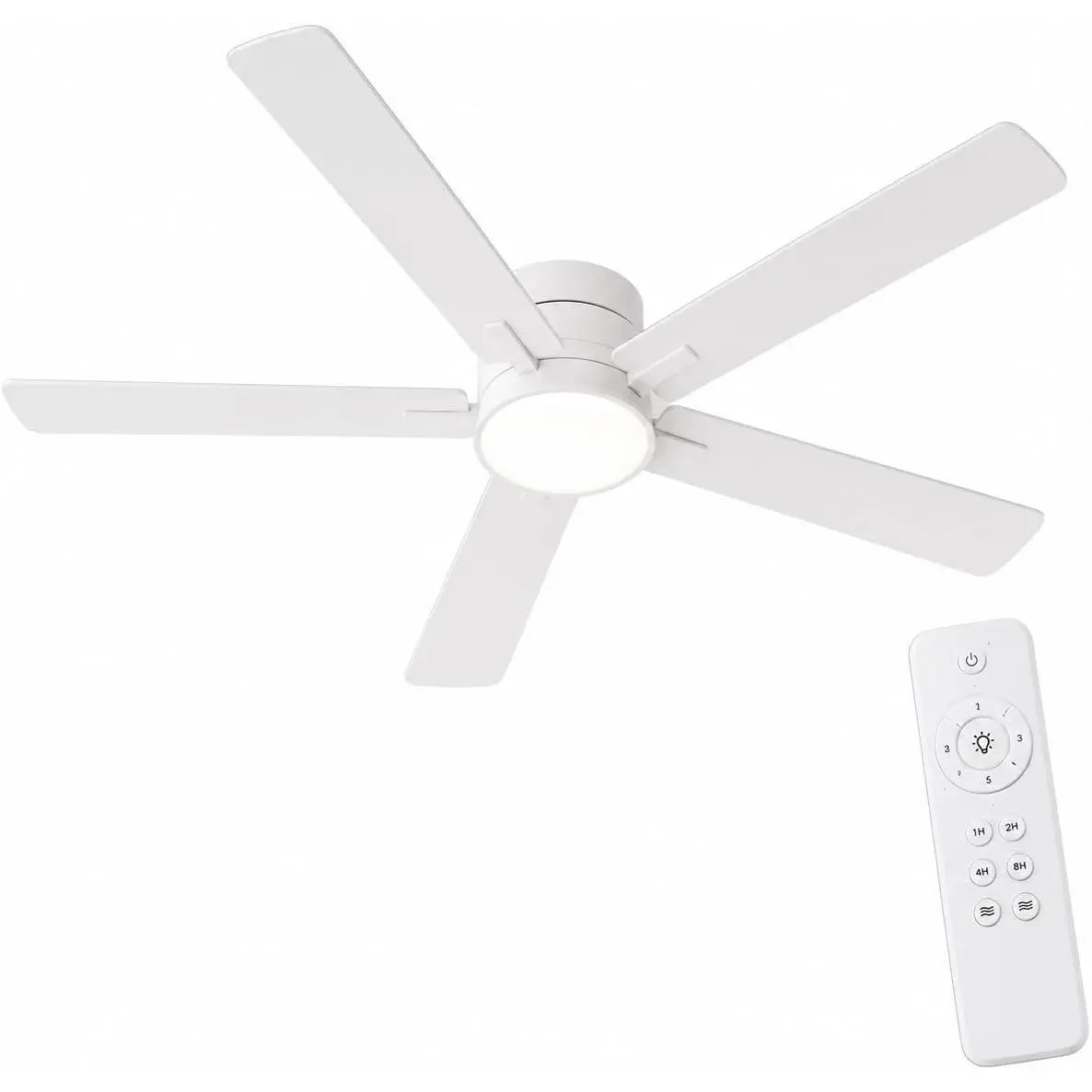GAOMON 52-Inch Low Profile Flush Mount Ceiling Fan with Light, 4-Inch Thin Black Design, Frosted Glass Shade, Modern Industrial Look, Indoor/Outdoor for Bedroom Living Room