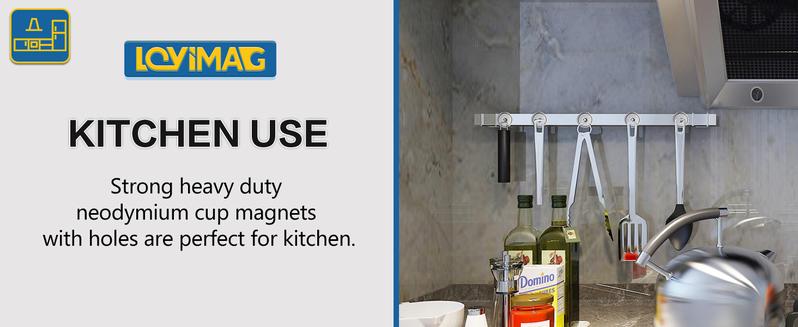 Strong Neodymium Cup Magnets, Waterproof, Rare Earth, 150lb+ Pull Force, Silver, 6 Pack with Screws for Wall Mounting, Hanging, Lifting Tools