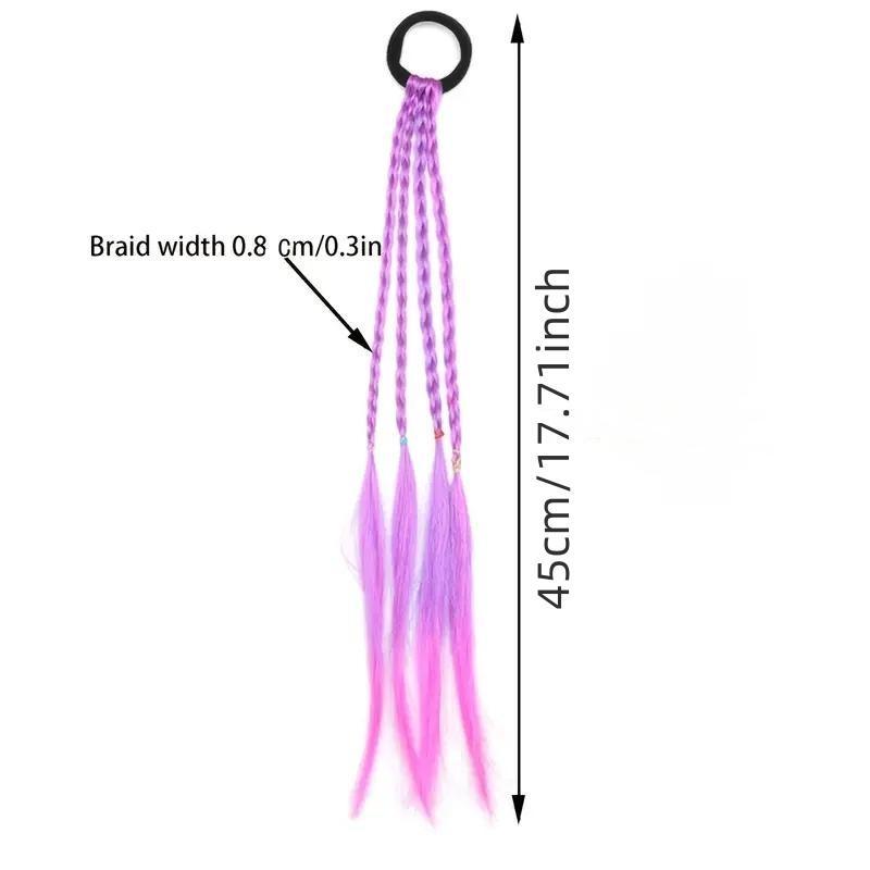 Colorful Braided Hair Ties, 6-Count Set Hair Extensions with Rubber Bands, Mixed-Color Hairpiece, Heatless Styling Tools for Women & Girls, Faux Locs Braids