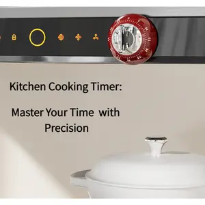 2 Pack Magnetic Wind Up Kitchen Timer, 60 Min Battery Free Mechanical Countdown Clock, Retro Magnet Timer for Refrigerator Cooking Baking Kitchen Gadgets