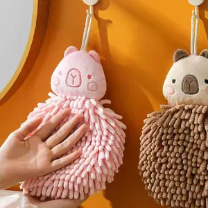 Capybara Hand Towel - Cute Kitchen Towels With Hanging Loops Super Absorbent Chenille Hand Face Bath Towel, Funny Towel