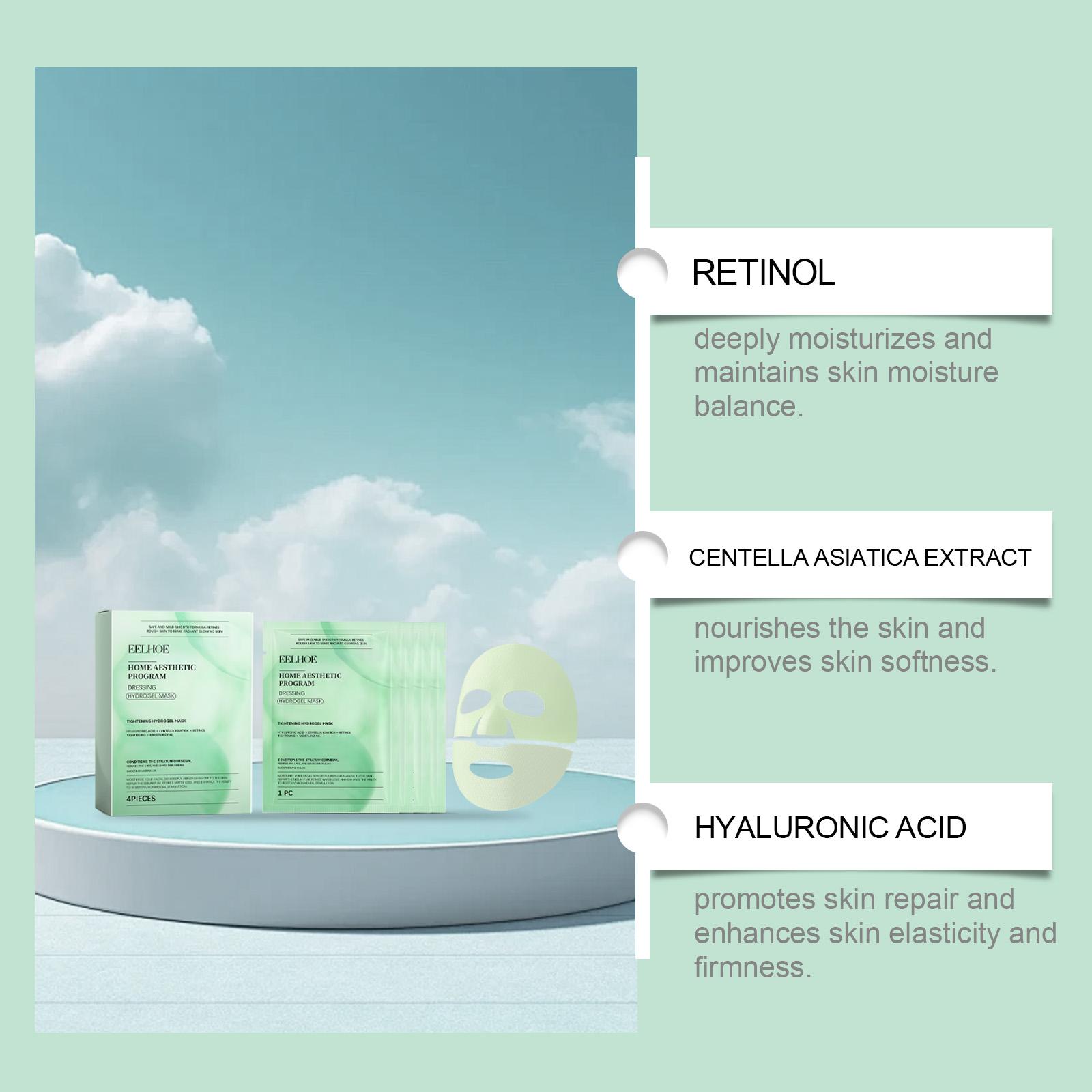 EELHOE Retinol Hydrating Sheet Mask Box Set (4 Sheets), Anti-Aging Facial Mask for Glass Skin, Wrinkle Cream Results for Firming & Pore Tightening, K-beauty Sleeping Mask, Korean Skincare TikTok Exclusive Bundle, Gentle Radiant Dewy Skin Care, 4 Pcs