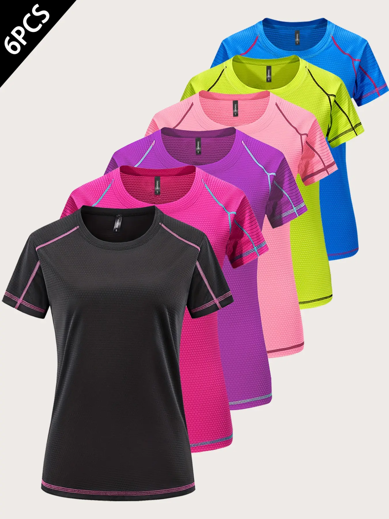 6-Pack Women's Quick-Dry Sports Short Sleeve T-Shirts, Athletic Workout Tees, Moisture-Wicking Breathable Fabric, Comfortable Loose Fit, Ideal for Running and Gym Training, Athletic Top