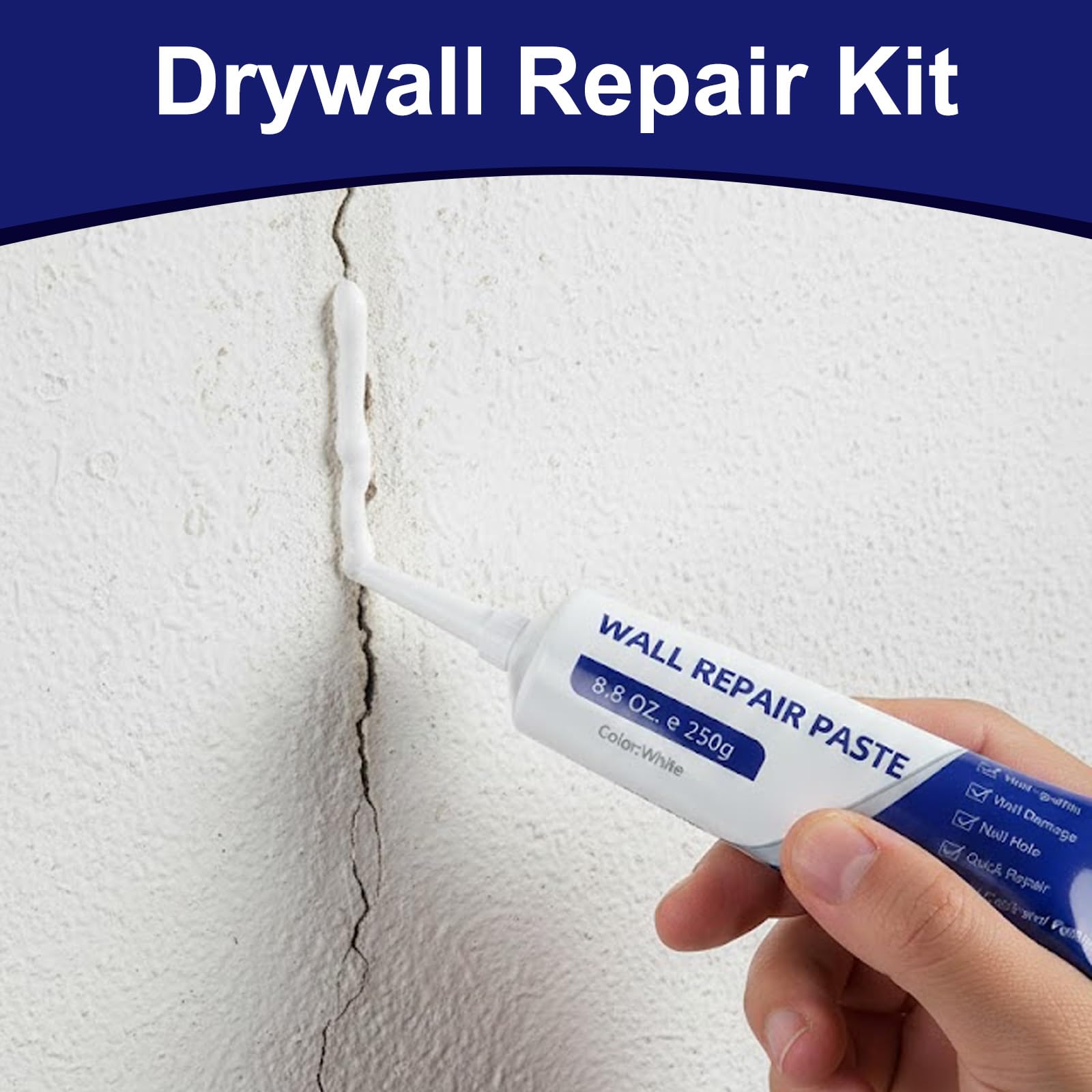 3Pcs Efficient Drywall Repair Kit with Scraper, 2026 Upgrade Quick Drying Wall Repair Paste for Cracks and Holes, Multi Functional Wall Mending Agent for DIY Home Fix