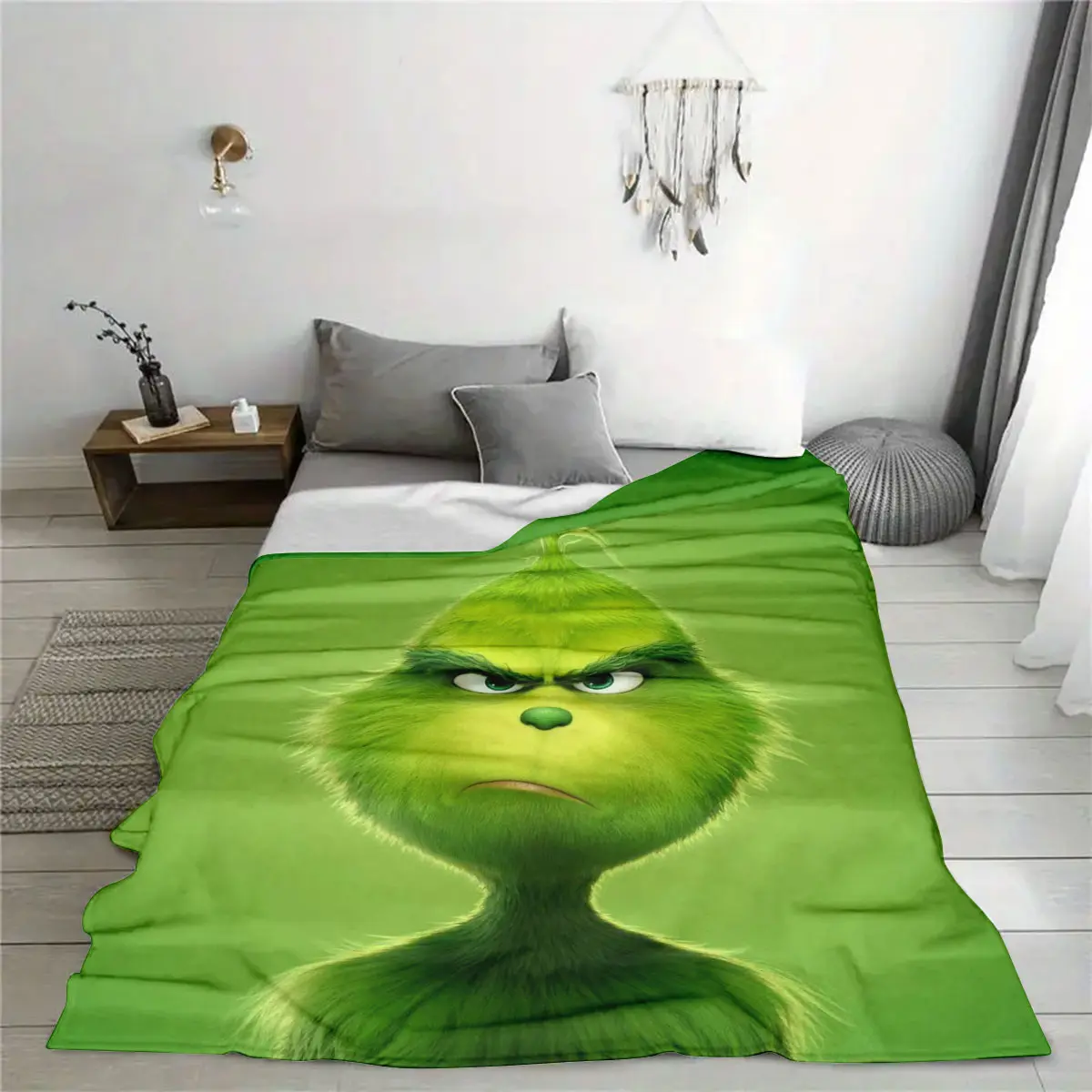 Christmas Grinch Flannel Blanket, Cute Funny 'drink Up, Grinch' Pattern, Soft Skin-Friendly, Festive Atmosphere, Perfect Holiday Gift