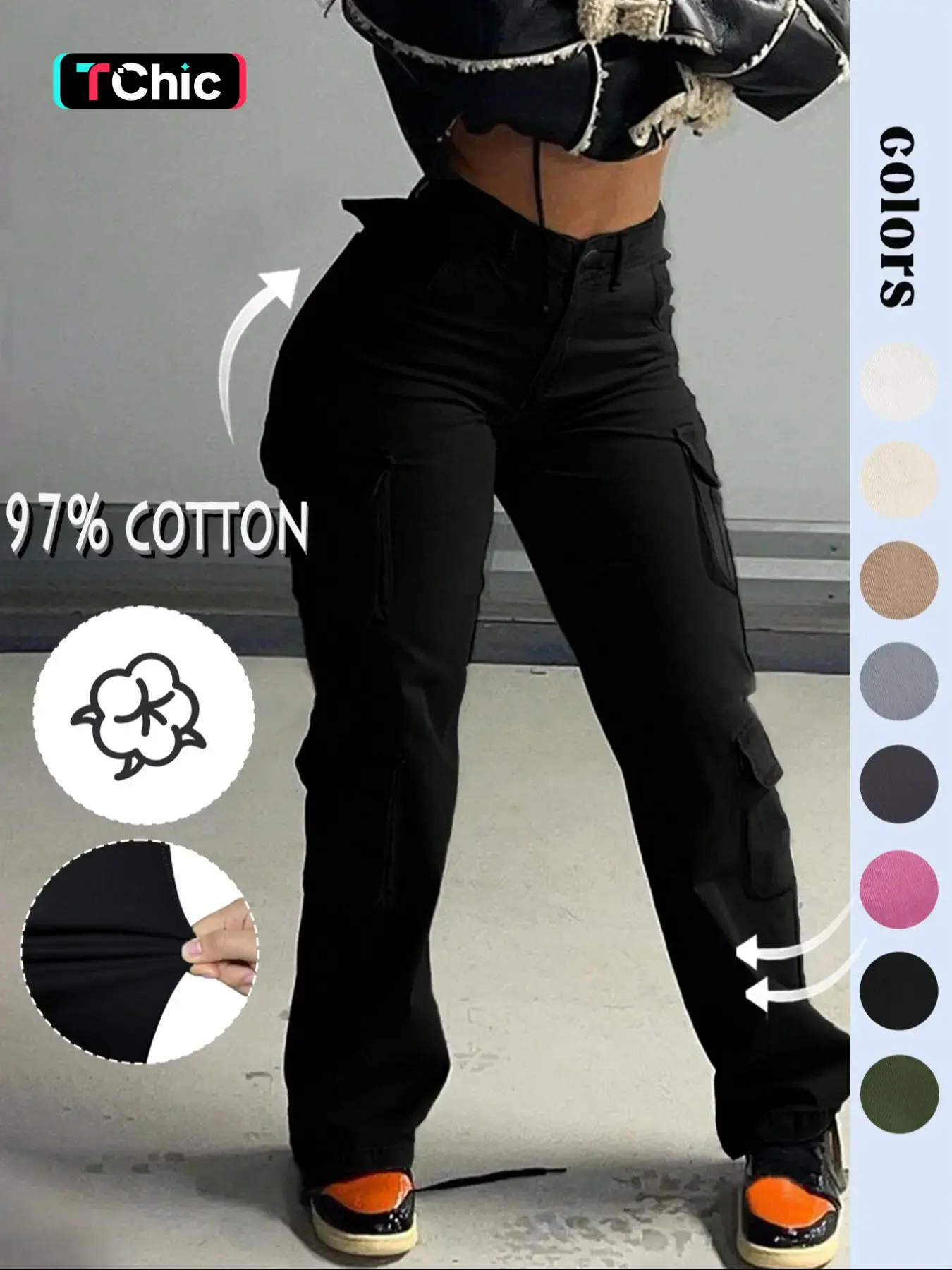 Gilipur Women's High-Waisted Work Pants, Casual Comfortable Basic Y2K Kpop Style Streetwear, Pocket Design Long Pants for Daily Wear, All Seasons