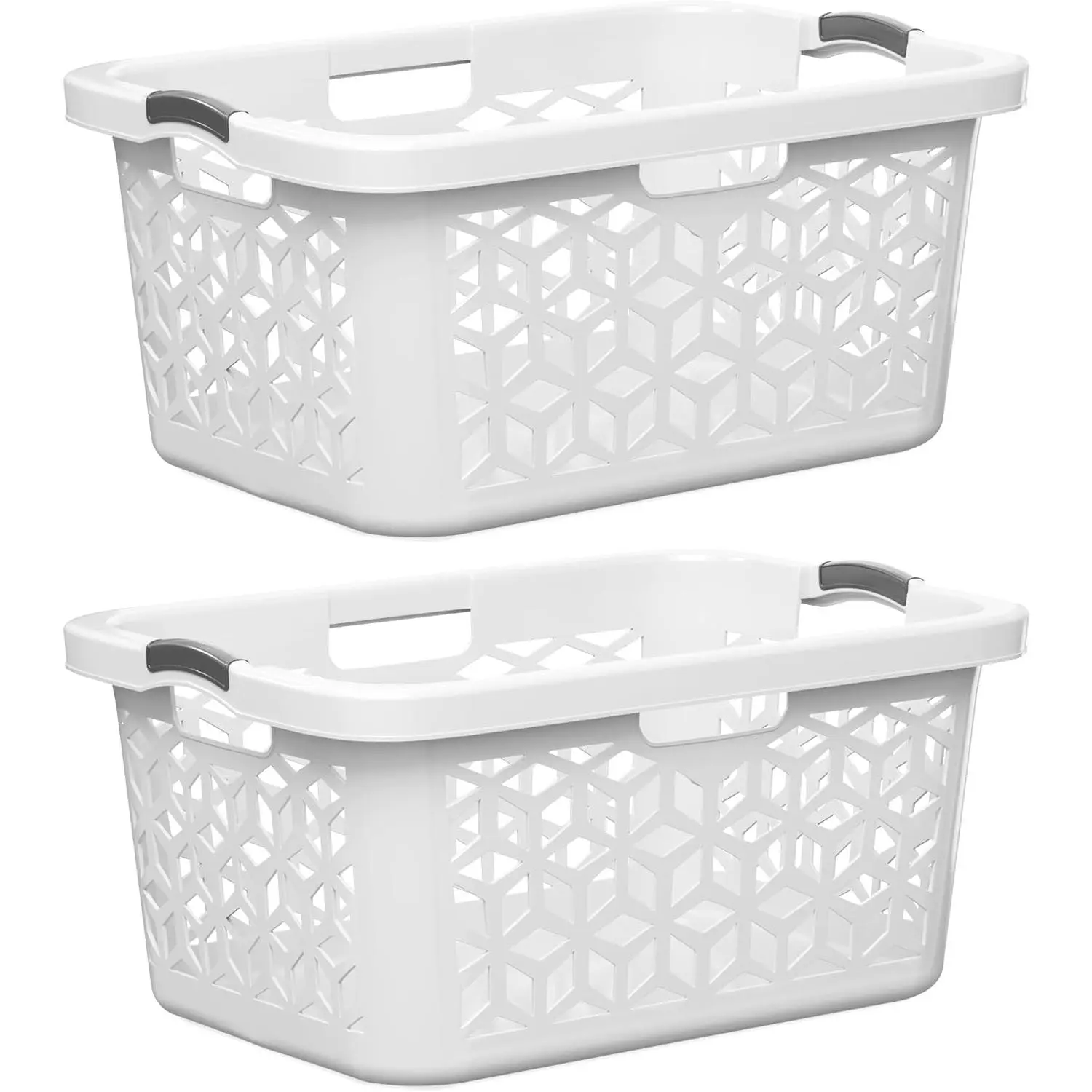 Laundry Basket - Large 2 Bushel Laundry Basket with Handles - Stackable Plastic Hamper for Dirty Clothes - Storage Bin & Organizer for Bathroom, Bedroom - White, 70.5L Capacity – Heavy Duty