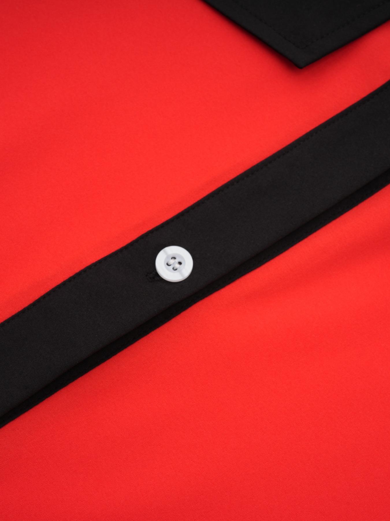 Women's Colorblock Flap Detail Button Front Shirt Blouse, Elegant Long Sleeve Collared Top for Spring & Fall, Fall Tops, Ladies Clothes for Work Office Business