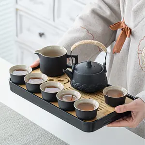 Chinese Kung Fu Tea Set, 1 Box Portable Tea Pot & Tea Cup & Tray Set, Tea Making Tool for Home Office, Gift for Tea Lovers