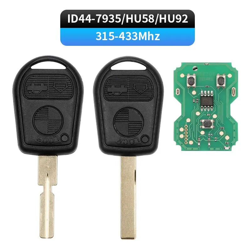 For BMW E31 E32 E34 E36 E38 E39 E46 Z3 HU58 HU92 Blade With PCF7935 / ID44 Chip EWS Systems 315/433 Mhz 3 Buttons Car Remote Key