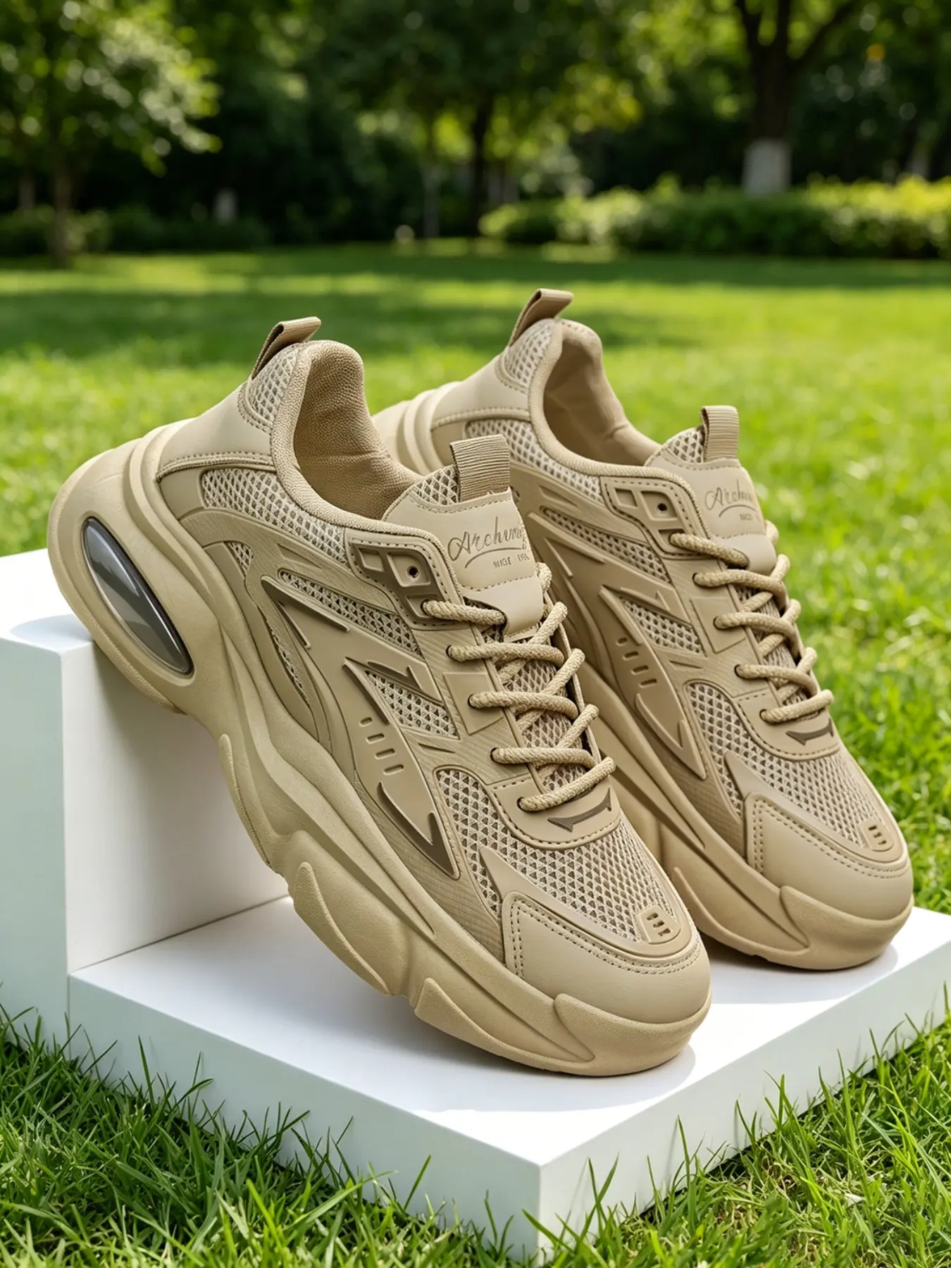 Men's High-Performance Sporty Sneakers, Breathable Mesh Upper, Soft Tpu Sole, Colorblock Design, Ideal for Daily Activities & Street Style, Breathable Cushioned Trainers