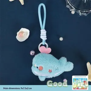 Cute Ocean Animal Plush Doll Mascot Stuffed Toys Keychain Pendant Lanyard Bag Hanging Ornaments Backpack Charm Keyring Kids Gift