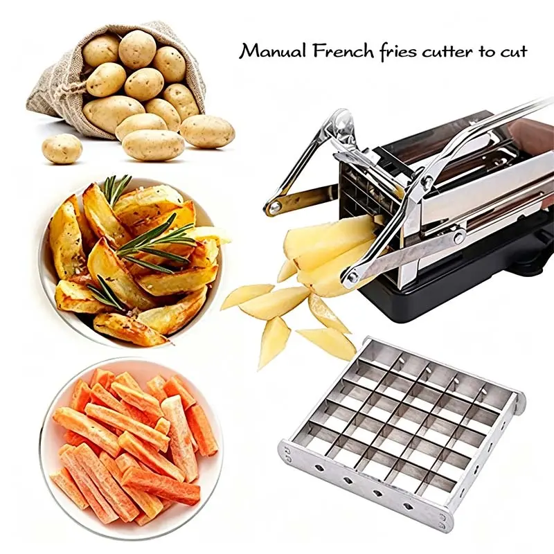 1 Pack Press Style Potato Cutter, Multifunctional Stainless Steel Vegetable Slicer, French Fry Cutter for Kitchen Cooking, Heavy Duty Veggie Chopper for Potato and Onion Slicing, Fry Cutter For Potatoes