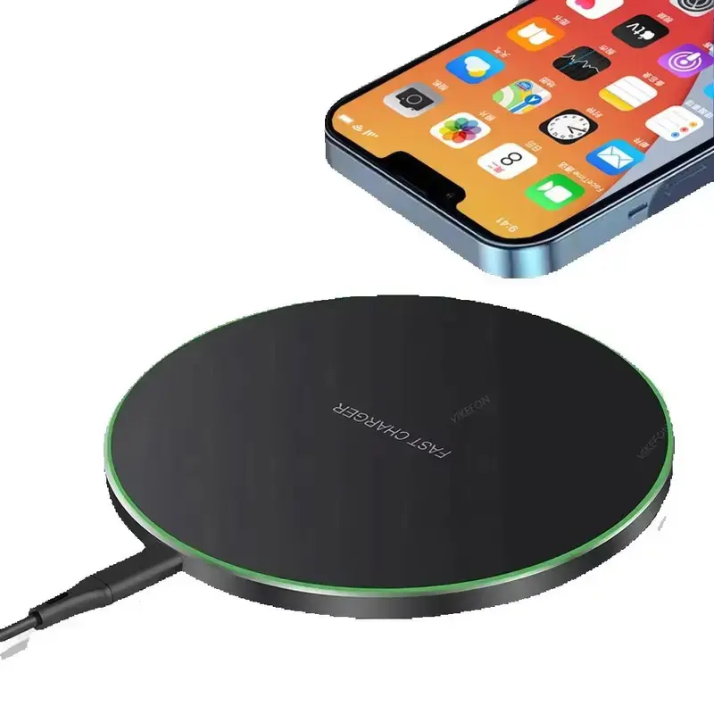 LED Light Wireless Charger Pad with USB Type-C Cable - Mobile Fast Charger Adapter (>75% Efficiency) for iPhone 17/16/15/14/13/12 Pro Max, Samsung S25, Xiaomi Devices, AirPods 4/3/Pro2/1