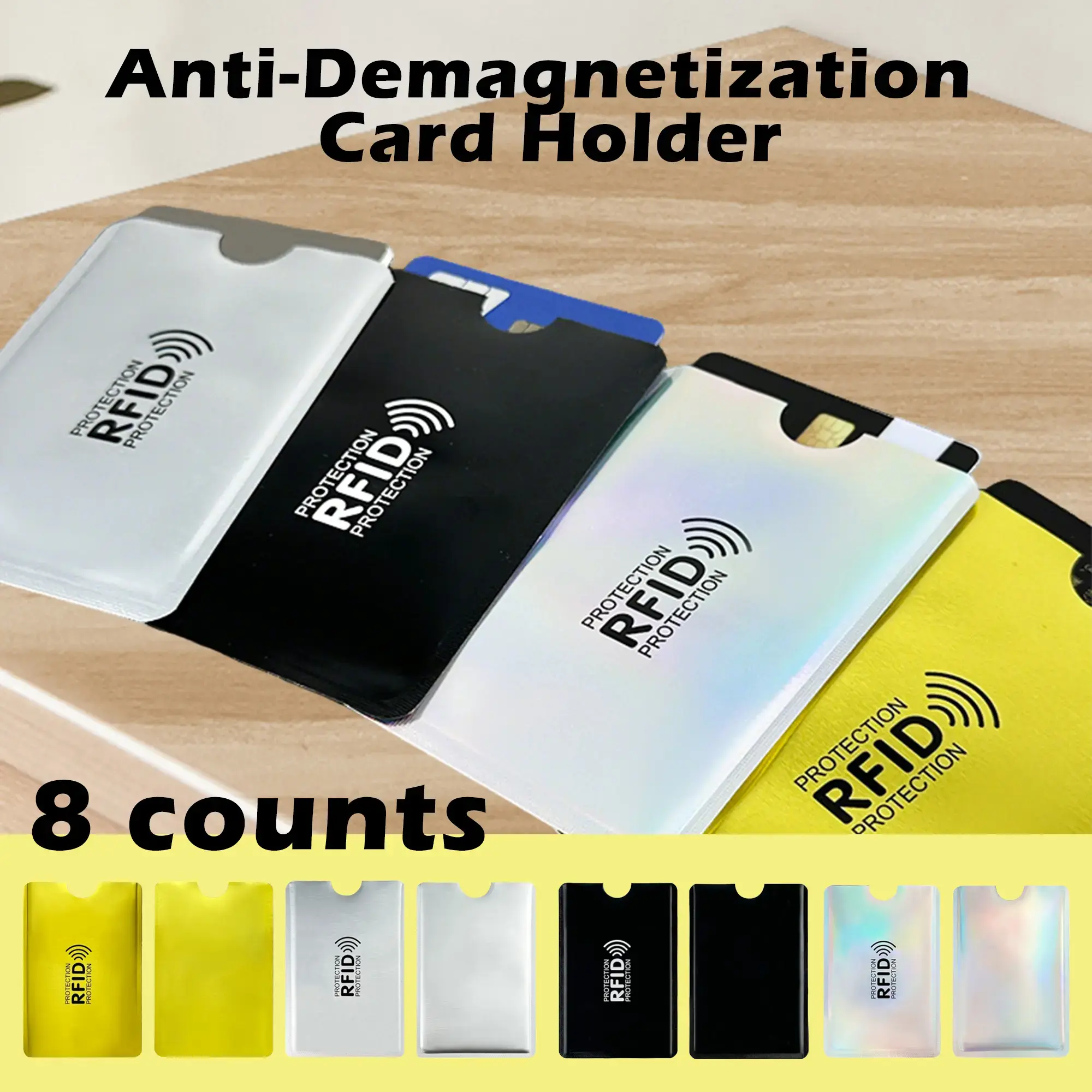 8-Piece Lightweight Unisex RFID Blocking Sleeves Set - Waterproof Aluminum Material, Prevents Card Degaussing, Protects Against Electronic Theft, Facilitates Convenient Bank Card Insertion, 8 Counts, Outdoor, 8 Pieces - In Color, Superior Travel Security