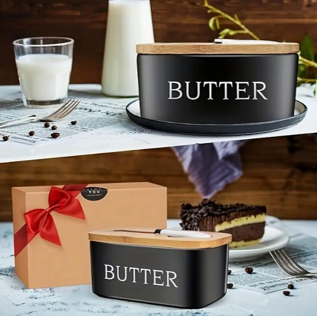 Elegant Ceramic Butter Plate Set with Lid and Knife - Large, Easy Cleaning Design, High Quality Silicone Seal - Perfect Kitchen Gift for Butter Lovers Elegant Ceramic Butter Plate Set with Lid and Knife - Large, Easy Cleaning Design, High Quality Silicone Seal - Perfect Kitchen Gift for Butter Lovers