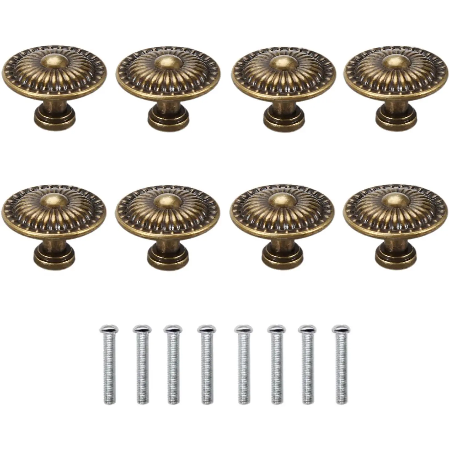 8 count Antique Bronze Cabinet Knobs Pull,  Rustic Style Drawer Knobs Decorative Round Handles for Furniture Cupboard Dresser