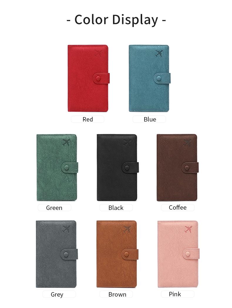 Anti-Theft Travel Passport Holder Wallet, Travel Document Holder, Airplane Design, Snap Closure, Multiple Card Slots & Coin Pocket, Durable Polyester Material