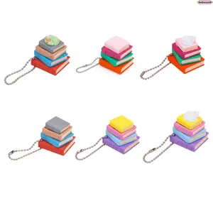 Viral 3D Printed Book Keychain for Book Lovers, Aesthetic Mini Book Tower Fidget Clicker Charm, Cute Reader Collectible Pendant, Backpack Accessory Must-Have, BookTok Gift for Daily Carry & Desk Decor