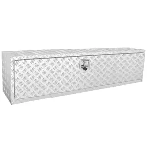 Underbody Truck Storage Box 60" X 17" X 18", Heavy Duty Aluminum Diamond Plate Tool Box With Lock And Keys, Waterproof Trailer Storage Case With T-Handle Latch, Suitable For Truck, Van, Trailer, RV, SUV, Weatherproof