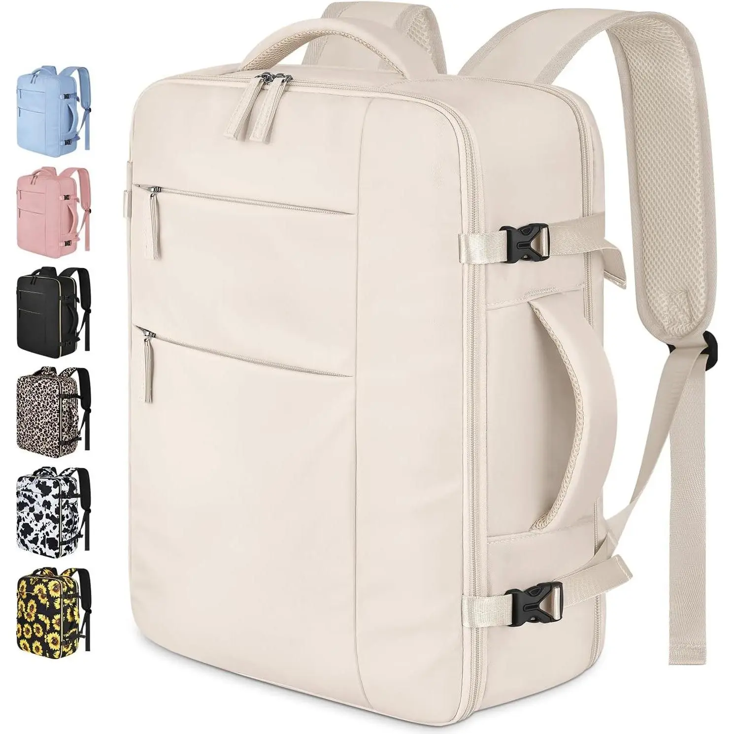 Travel Backpack Waterproof Laptop Backpack Carry On Backpack Airlines Approved Computer Bookbag for Business Work Traveling Fits 15.6 Inch Laptop BeigeGift