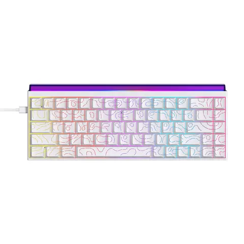 AJAZZ Mini 65% Gaming Mechanical Keyboard, Red Switch, 68-Key Compact Wired Office Keyboard NK68, Colorful Light Effect, LED Backlit Keyboard, DIY Plug-and-Play, Supports Multiple Systems, PC Accessories Gaming