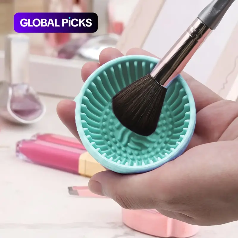 Silicone Makeup Brush Cleaning Bowl, 1 Count Makeup Brush Drying Holder, Makeup Brush Cleaning Tool, Cosmetic Brush Cleaning Bowl, Makeup Brush Cleaner, Gift, Makeup Accessories, Makeup Brushes Cleaner #GLOBAL PICKS
