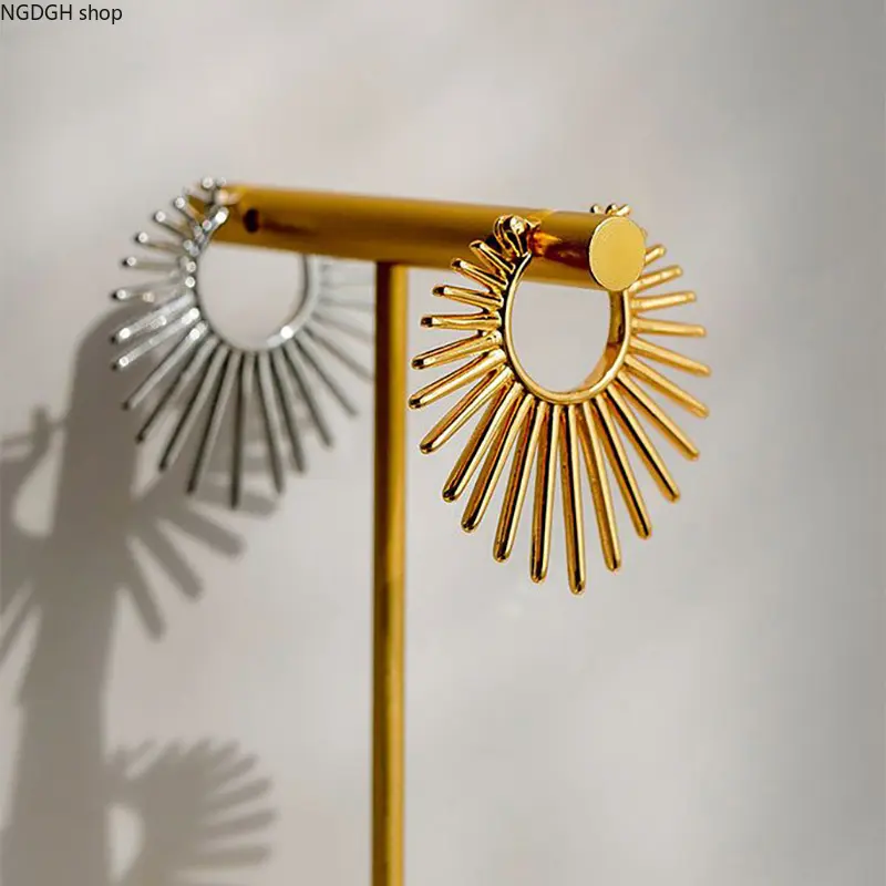 Bohemian Sunburst Motif Hoop Earrings for Women, Lightweight Dangle Statement Jewelry in Gold or Silver for Daily Wear, Accessories For Women, Party, Going Out Accessories