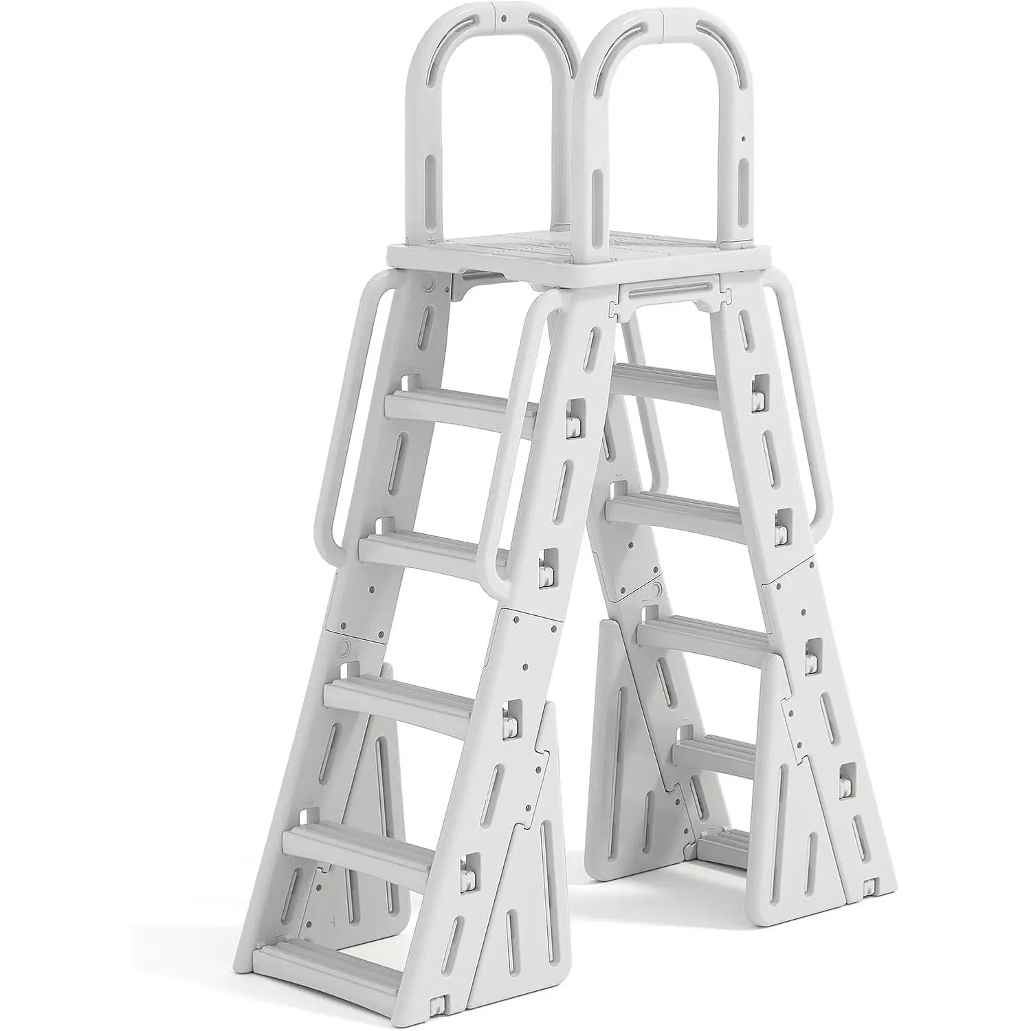A-Frame Pool Ladder for 48-56 Inch Above Ground Pools | Heavy Duty 400lbs Capacity,Anti-Slip Safe Steps,Stable Pool Entry Stairs with Handrails&Safety Barrier,Durable HDPE Material