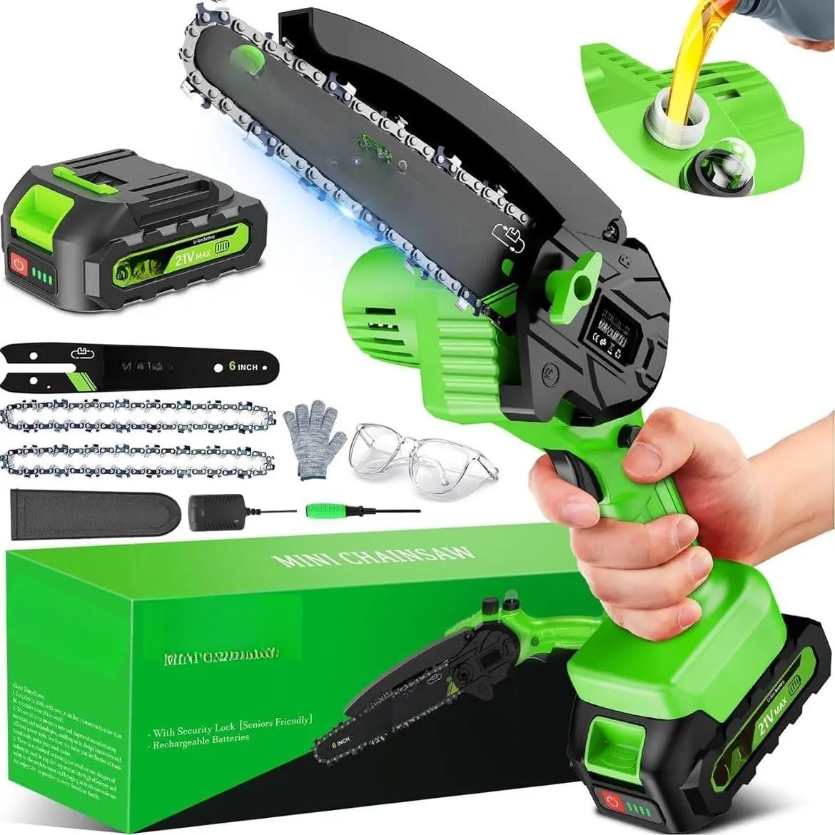 6 Inch Mini Electric  Cordless  , Hand Held  for /Trees Trimming, Tools for Household and Garden, Chain   for Men Dad Husband Fathers Gardener 2026
