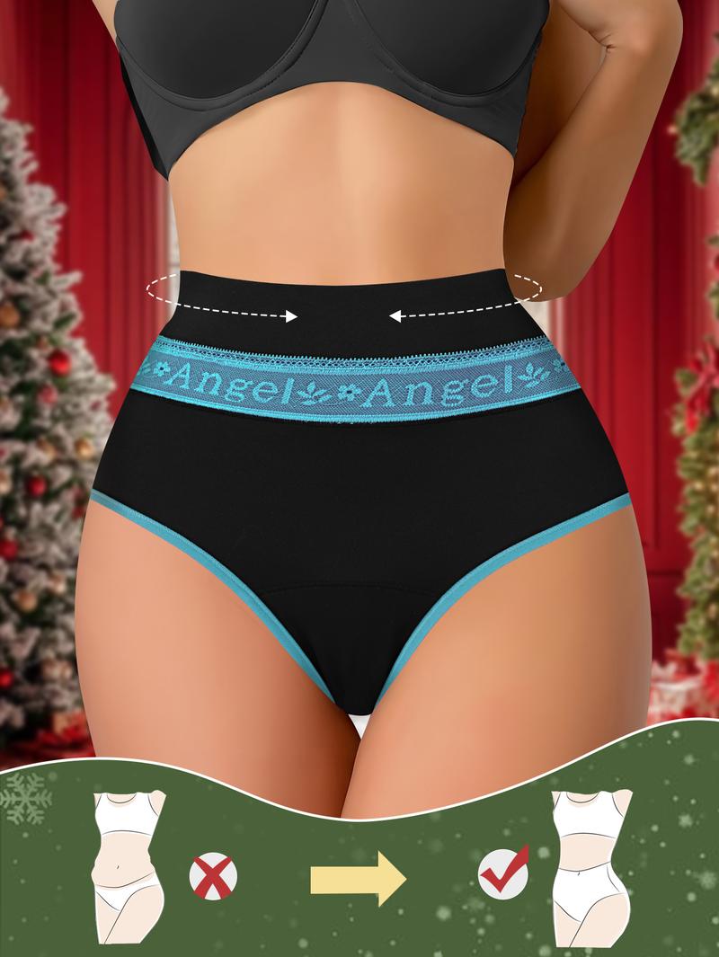 QUASTI 9PCS High-Waist Letter Collision Color Splicing Design Panties, Milk Silk High Elasticity Underwear for Women, Soft Comfortable Bold Color Blocks Design Pure Cotton Crotch, S-XXL