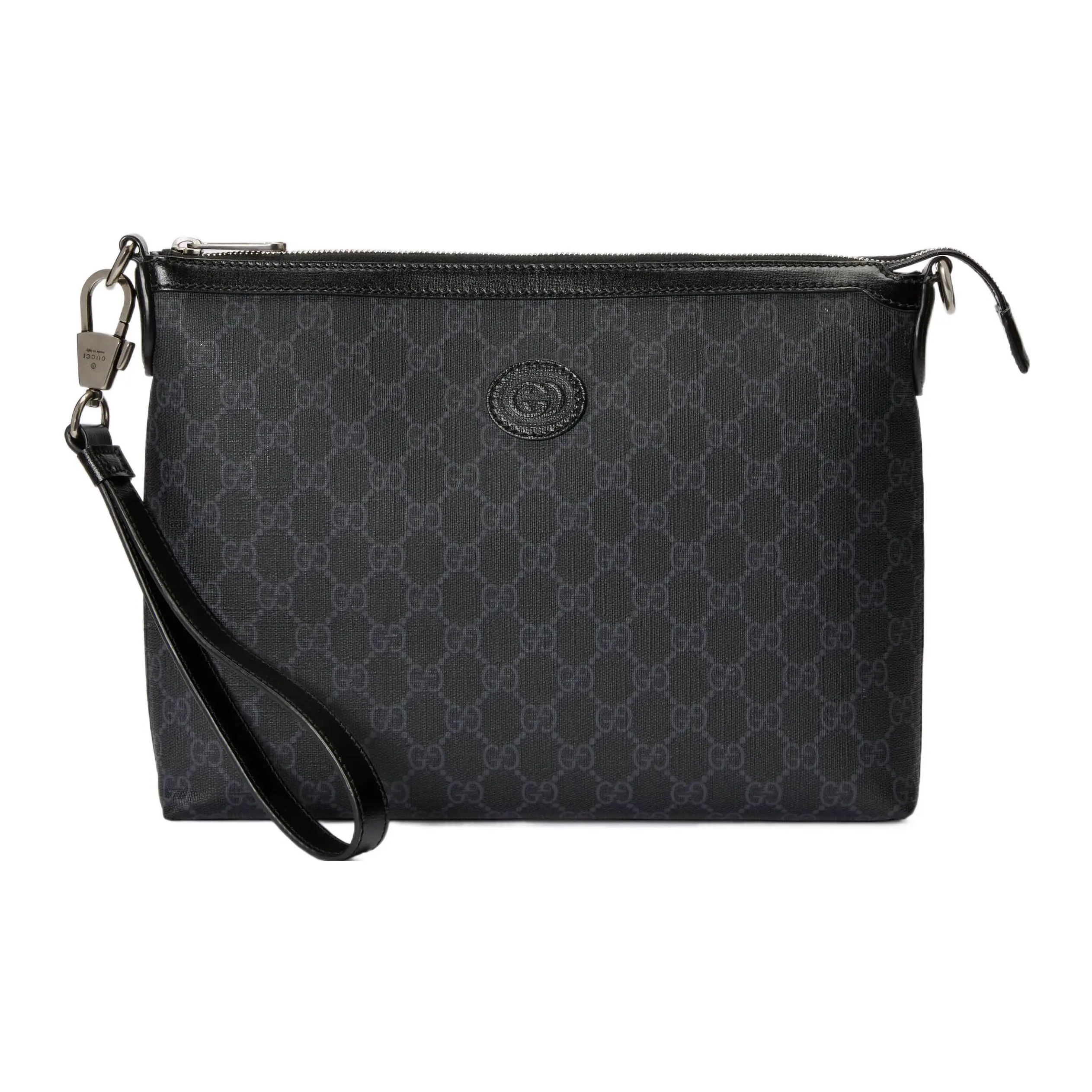Gucci Detachable Strap Zip-Top Canvas and Leather Crossbody Bag for Men in Black