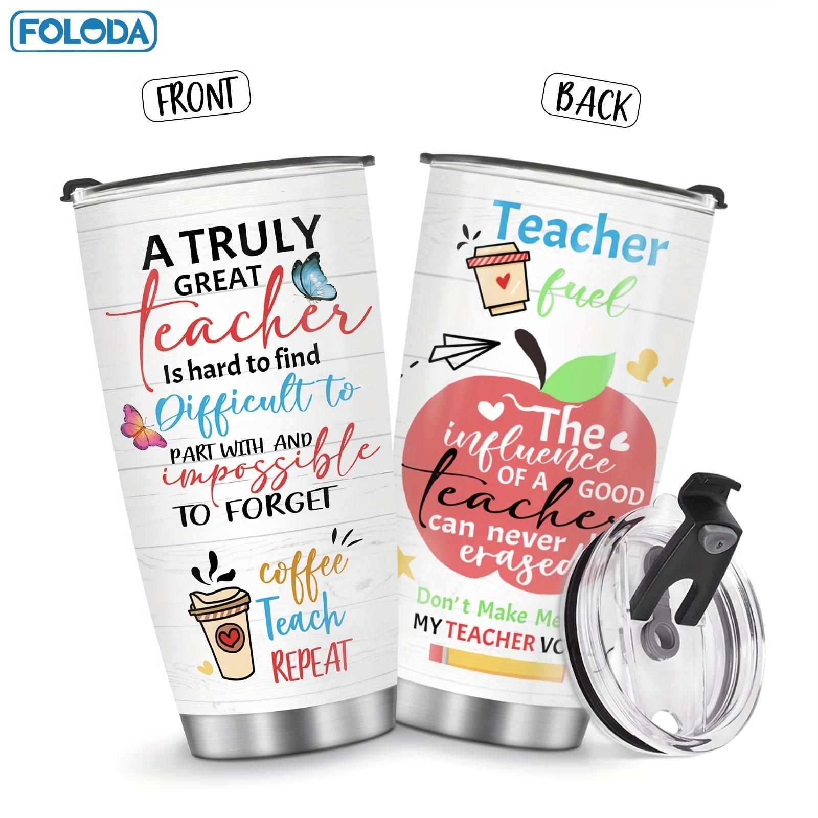 Foloda 1pc Teacher Chrismas Birthday Gift - Teacher Cups Tumbler - Teacher Stainless Steel Insulated Coffee Tumblers - Gifts for Teachers Appreciation - Teacher Mug - Gifts for Teachers From Students Worker on Teacher Day Valentine Gift 20Oz Car Cup