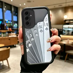 TPU Shockproof Drop-Resistance Casing for Samsung GALAXY A16 - Silver Spade JQKA Array Design with Celestial Eye Layer, Silicone Phone Cover Protector, Mobile Electronics Accessory