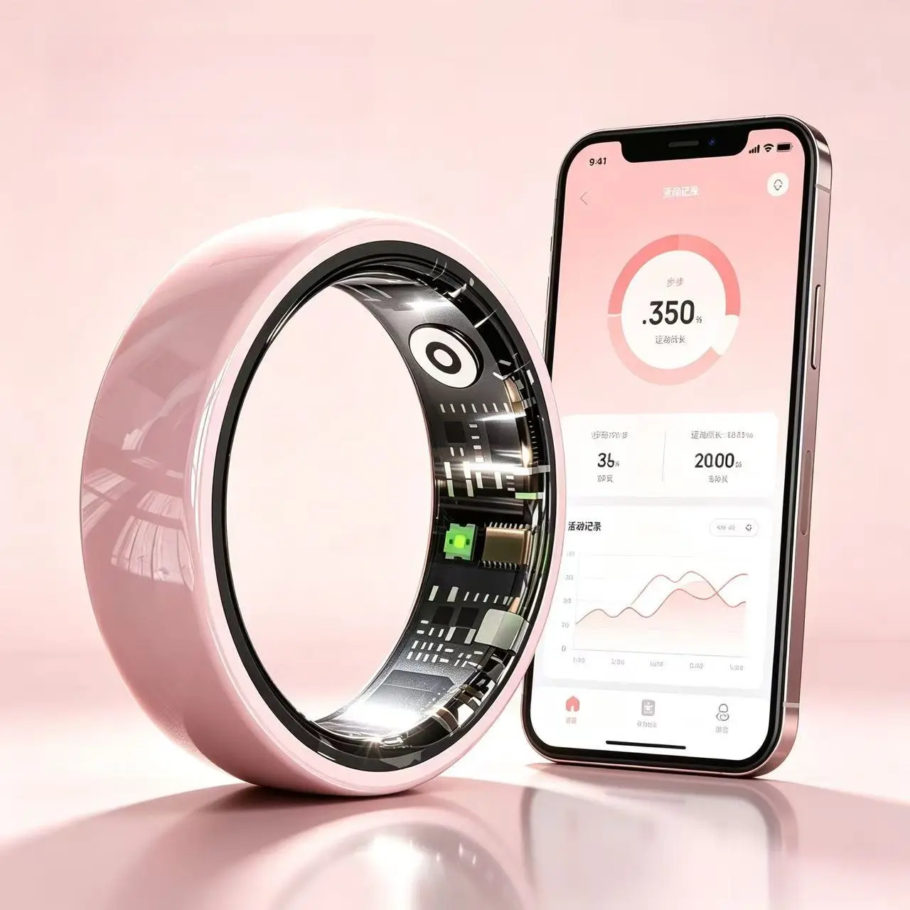 Ultra-Slim Multi-Functional Compact Ceramic Smart Wearable Ring - 5ATM IP68 Waterproof Bluetooth Fitness Tracker, iOS/Android Compatible, Workout Sync, Temperature Monitoring, Comfortable Design, Portable Charging Case for Men & Women counter calorie