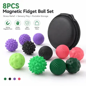 Indoor Hand Training Silicone Magnetic Balls Set, Elastic Multi-Color Sensory Workout Supplies for Relaxation at Home, Office & Travel