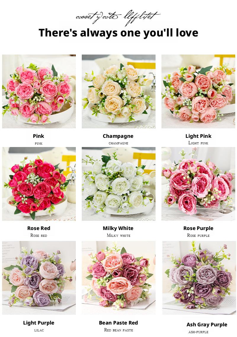 Elegant and noble artificial peony flowers for weddings, home decoration, and photography at weddings, holidays, parties, and events.Artificial flowers.Artisan-Crafted Real-Touch Silk Peony Table Centerpiece Bouquet - ~12" x 9"