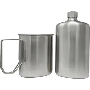 School stainless steel folding cup and scout kettle - Survival equipment and supplies - Outdoor survival gear - Camping kettle - Travel kettle - Backpacking equipment