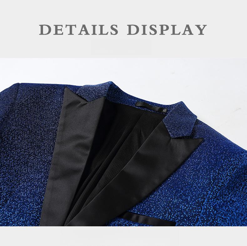 Men's Slim Fit 3-Piece Color Block Suit  Notch Lapel Light Business Groom Wedding Tuxedo, Center Vent