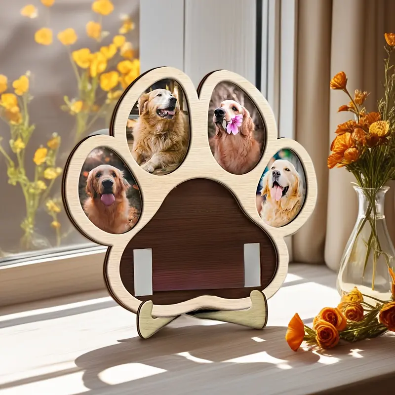 Pet Memorial Frame DIY Creative Gift, Dog & Cat Photo Frames with Decorative Collar, Desktop Pet Keepsake for Animal Lovers
