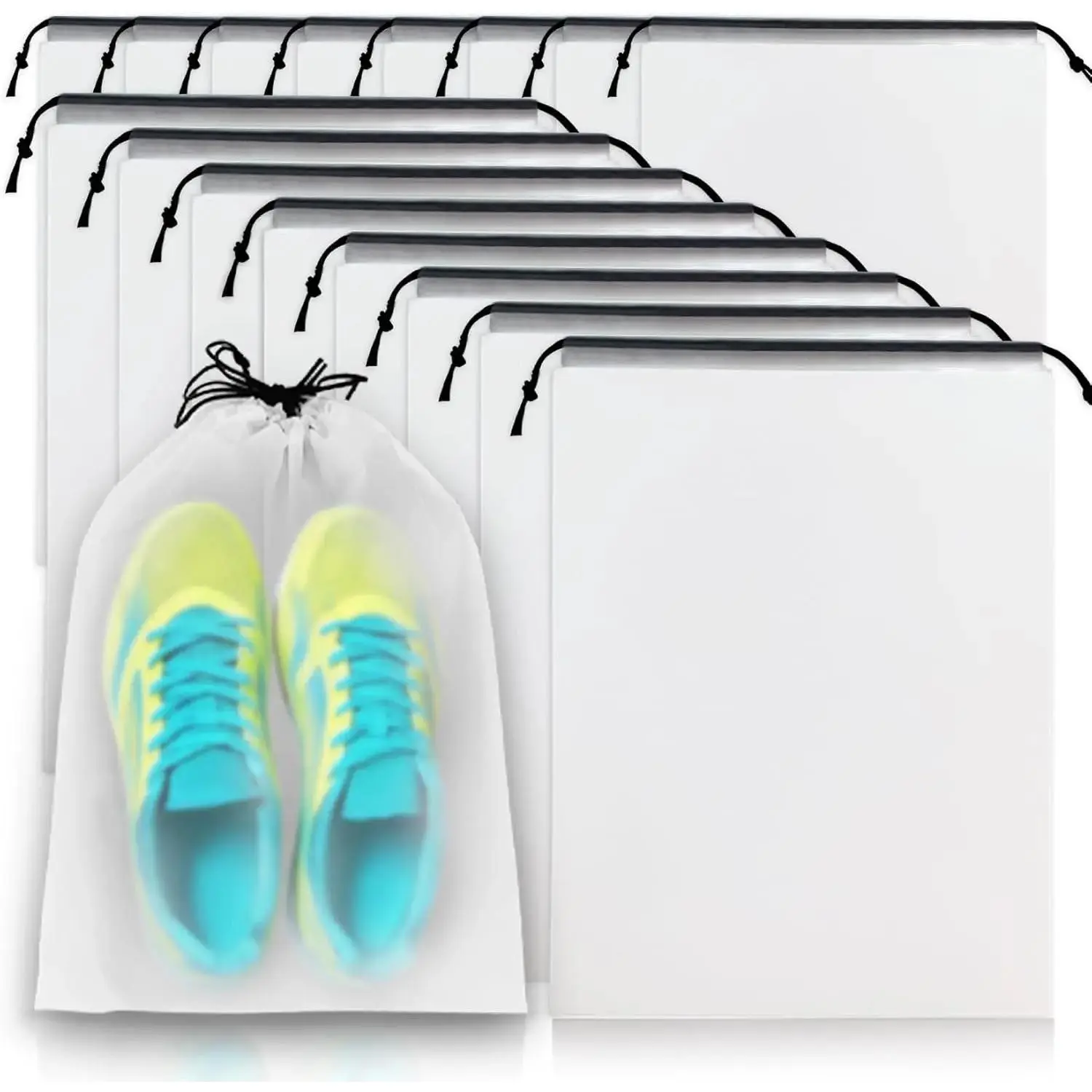 10PCS Shoe Bags for Travel - Travel Shoe Bag Dust Bags for Storage, Travel, Luggage, Drawstring Shoe Bags, Transparent and Waterproof