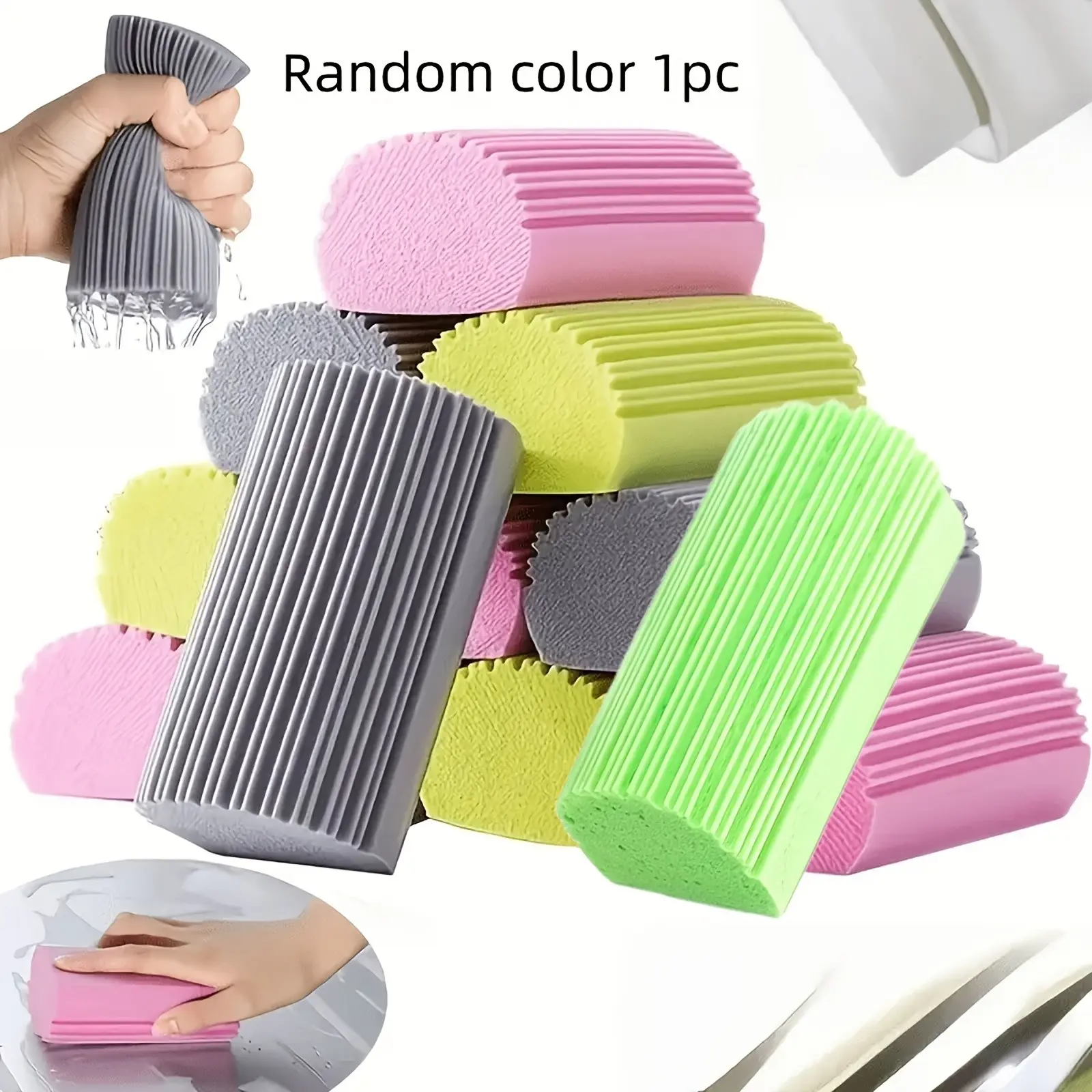 Magic Dust Cleaning Sponge, PVA sponge, suitable for wet wiping and cleaning blinds, glass baseboards, vents, railings, and windows.