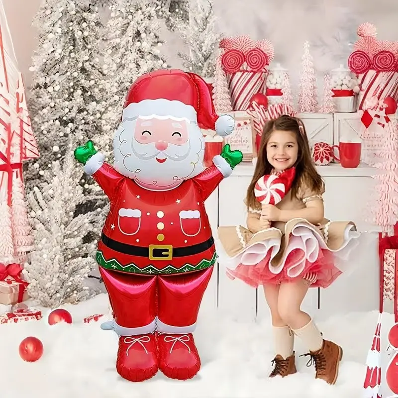1pcs New Large Standing Santa Claus Aluminum Foil Balloon, Christmas Party Decoration, New Year Birthday Gift, Easter Present
