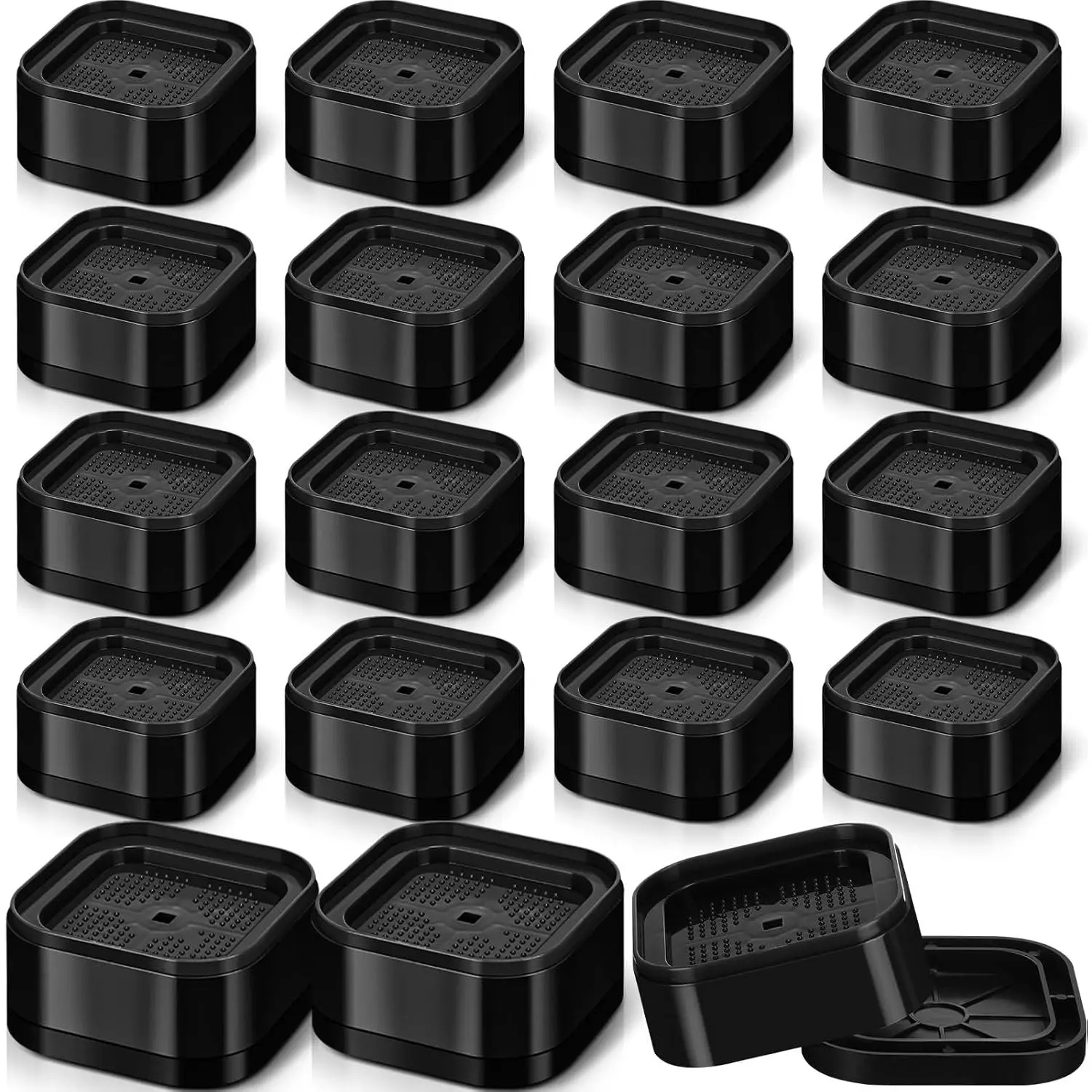 16 Pack Adjustable Furniture Risers Stackable Heavy Duty Square Bed Lifts Raising Blocks for Mattress Table Desk Chair Couch Sofa Dorm (Black)