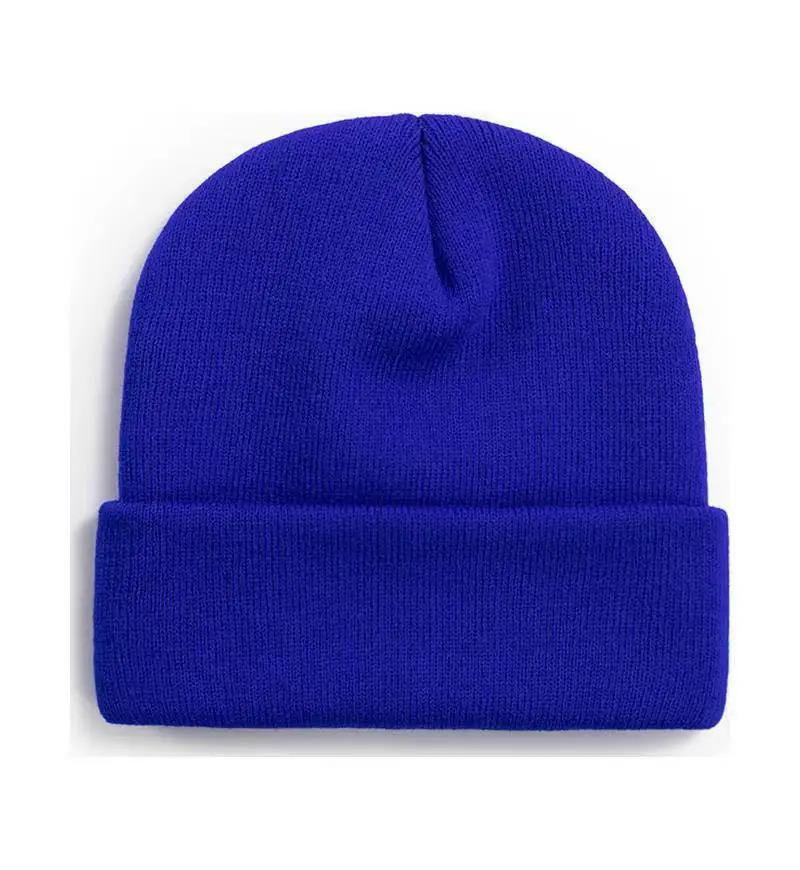 Solid Color Knitted  Plain Cold Hat Rolled Edge Customizable VersatileLOGOMen's and Women's Casual Versatile  Warm Knitted Hat