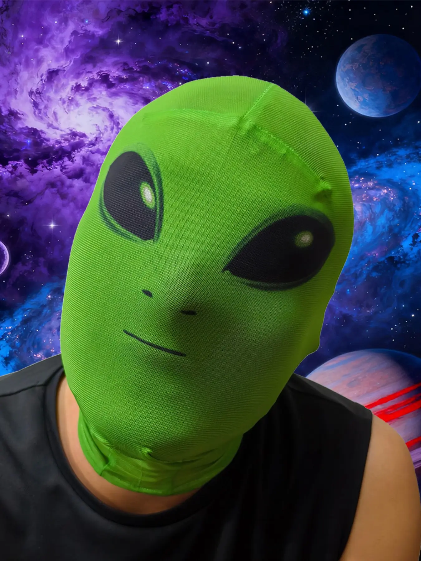 Halloween Alien Mask, Realistic Alien Full Face Cover, Funny Costume Hood for Men Women, Party Dress Up, Fall & Winter Street Style